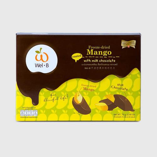 WEL-B MANGO  COATED WITH MILK CHOCOLATE  75 g.