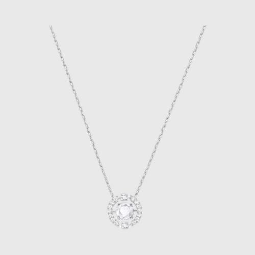 施华洛世奇 SWAROVSKI SPARKLING DANCE ROUND 项链, 白色, 镀铑 颜色: 白色 长度: 38 厘米