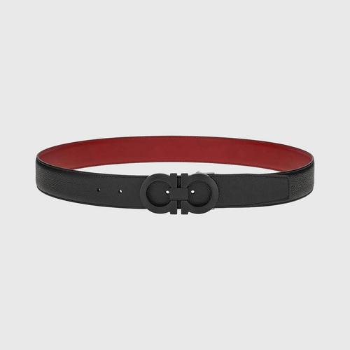 FERRAGAMO Reversible and adjustable Gancini belt Black/Red size 100