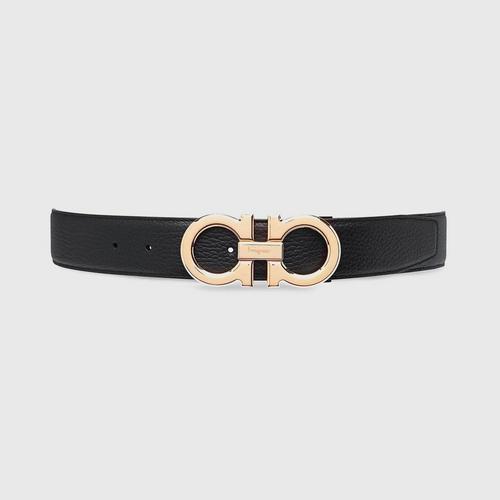 FERRAGAMO Reversible and adjustable Gancini belt Beige/Black size 115