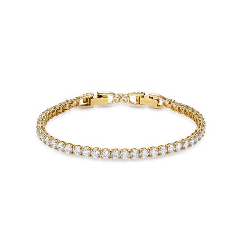 SWAROVSKI Tennis Deluxe Bracelet, White, Gold-tone plated - Size M