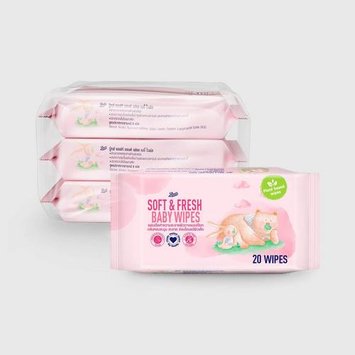 BOOTS Baby Wipes Soft & Fresh - 20 Pieces x 3 Pack