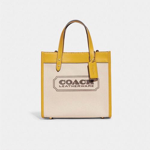 COACH FIELD TOTE 22 Canvas B4/Natural Canvas/Yellow Gold