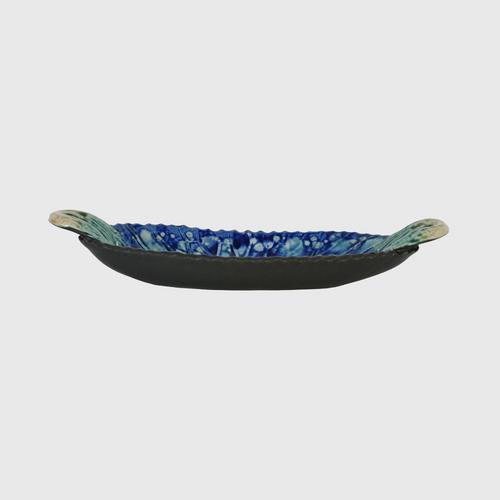 CHULABHORN  LOTUS Oval Shape Plate Navy Blue A1026-33M