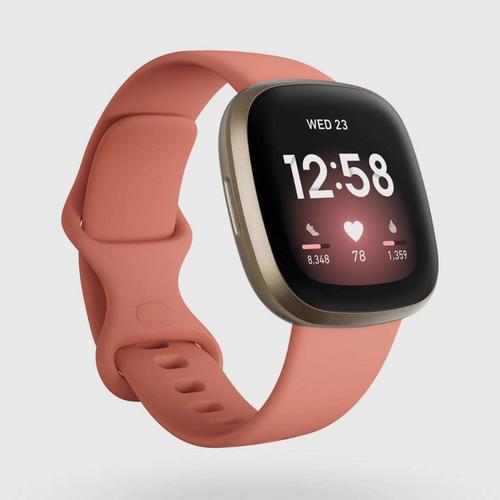 FITBIT Versa3 Watch + GPS - Pink Clay/Soft Gold Aluminum