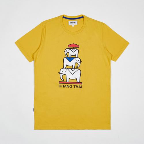 MAHANAKHON 三只小象卡通T恤 - XL码 (黄色)