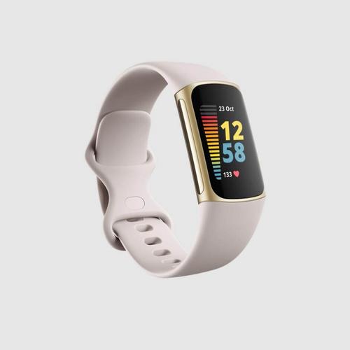 Fitbit Charge 5 Fitness Tracker with Built-in GPS - Lunar White / Soft
Gold Stainless Steel