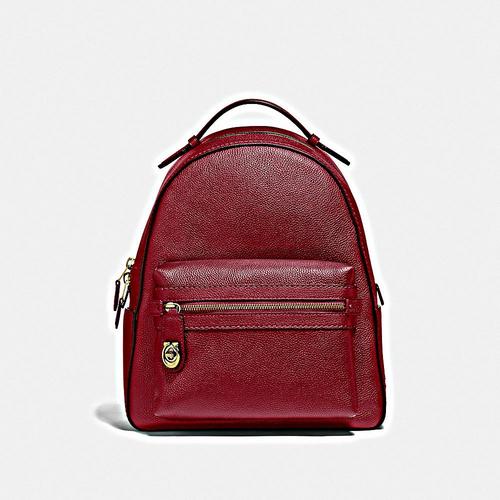 COACH Polished Pebble Campus Backpack Refresh - GD/Deep Red