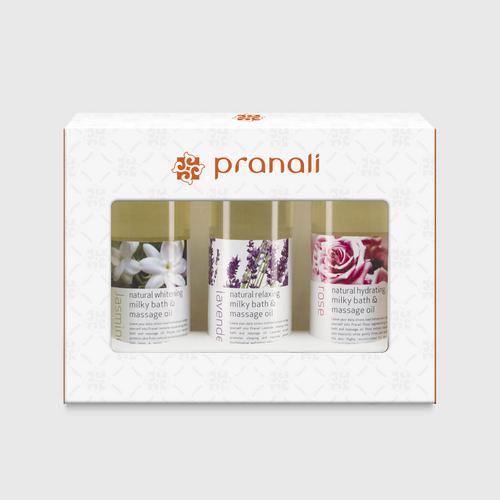 Pranali天然牛奶沐浴&按摩油礼盒套装 (100 毫升x3)