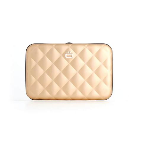 ÖGON Card Case Quilted Button Rose Gold