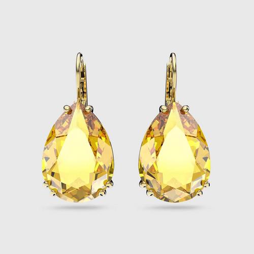 SWAROVSKI Millenia Drop Earrings Pear Cut, Yellow, Gold-Tone Plated
