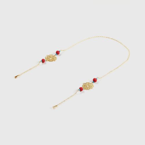 1000ROADS  Mask Holder 18 k Gold Plated Chain with Stone and Cinnabar