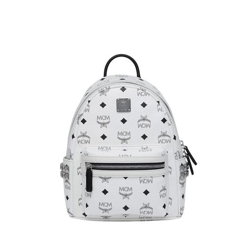 MCM Stark Side Studs Backpack in Visetos Mini - White