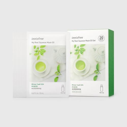 INNISFREE My Real Squeeze Mask EX Set - Green Tea (20ml x 20 Sheets)