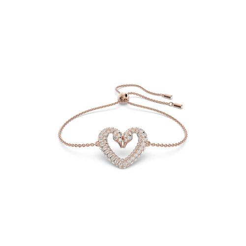 SWAROVSKI Una Bracelet Heart, White, Rose Gold-Tone Plated