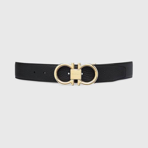 FERRAGAMO Reversible and adjustable Gancini belt Black/Cocoa size 105