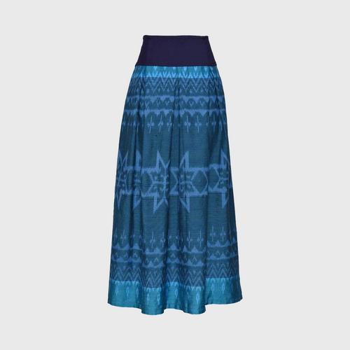 SAMER Twisted Pleated Skirt with Starburst Pattern - 31 indigo