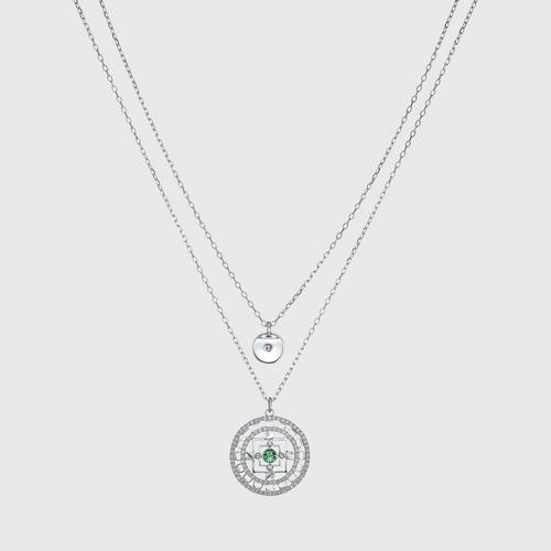 SWAROVSKI Symbolic Mandala Necklace, White, Rhodium plated