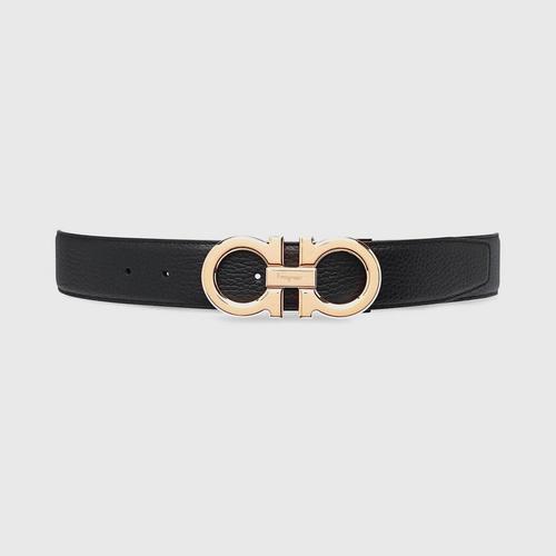 FERRAGAMO Reversible and adjustable Gancini belt Beige/Black size 105