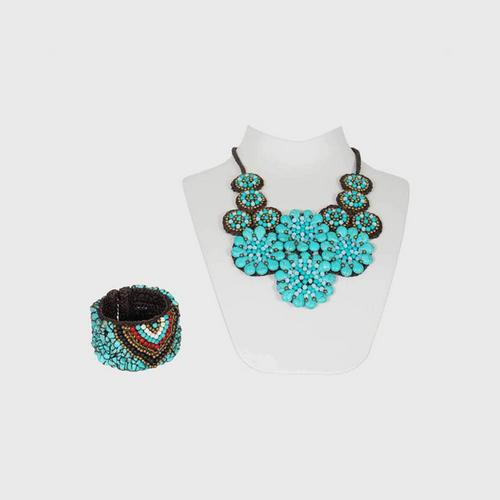 PU HANDMADE Turquoise Necklace and Bracelet Set