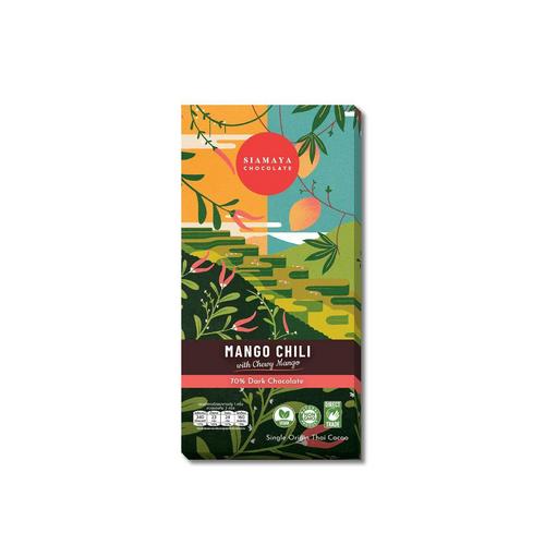 SIAMAYA MANGO CHILI DARK CHOCOLATE 75G.