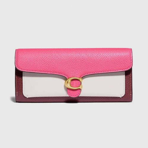 蔻驰COACH Tabby Long Wallet In Colorblock - Brass/Confetti Pink Multi