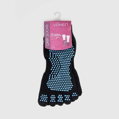 VAKEN Grip Socks Full Toe-1 Pair/Pack - Black Dot Green (S/M)