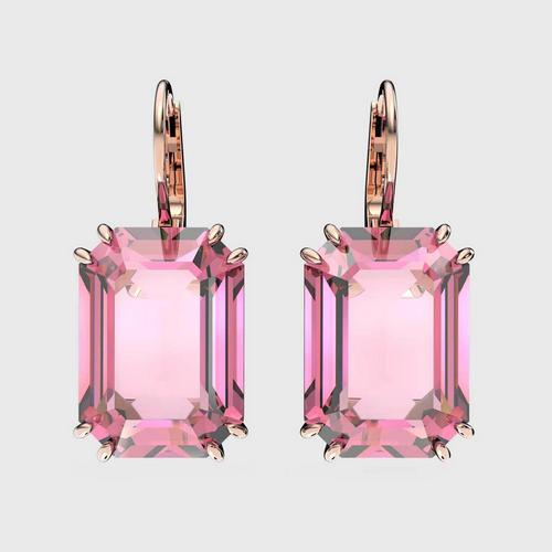 施华洛世 SWAROVSKI Millenia drop earrings Octagon cut, Pink, Rose gold-tone plated