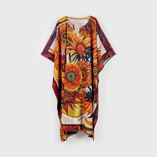 HOROSCARF Silk italy kaftan dress  Freesize - Sunflowers