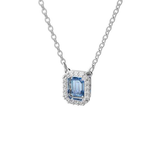 SWAROVSKI Millenia Necklace Octagon Cut, Blue, Rhodium Plated
