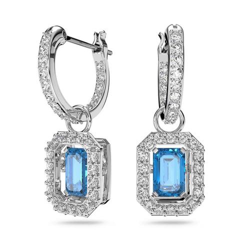 SWAROVSKI Millenia Stud Earrings Octagon Cut, Blue, Rhodium Plated