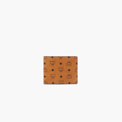 MCM Small Bifold Wallet in Visetos Original- Cognac Brown