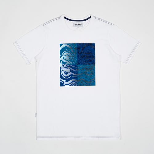 MAHANAKHON 双色夜叉脸图案T恤 - XL码 (白色)