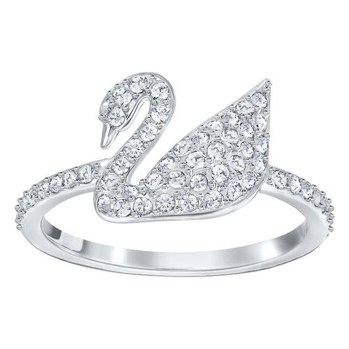 SWAROVSKI Iconic Swan Ring, White, Rhodium Plating-Size 48