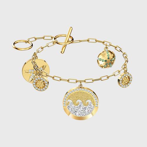SWAROVSKI Shine Coins Bracelet, Light multi-colored, Gold-tone plated -
Size M