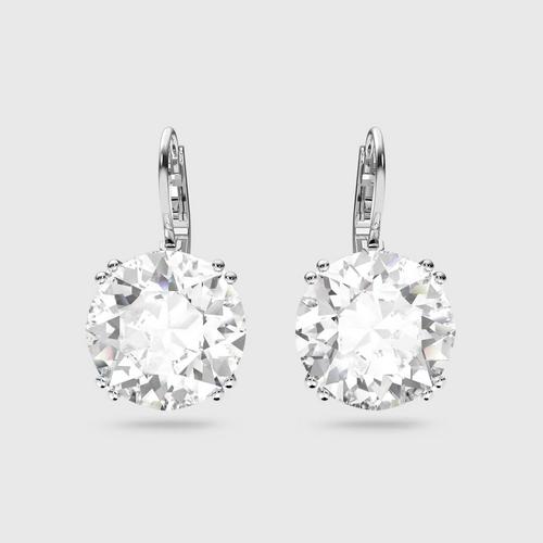 SWAROVSKI Millenia Drop Earrings Round Cut, White, Rhodium Plated