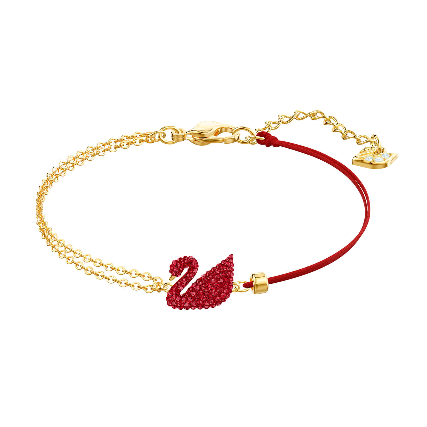 swarovski iconic swan bracelet, red, gold-tone plated - 泰國king