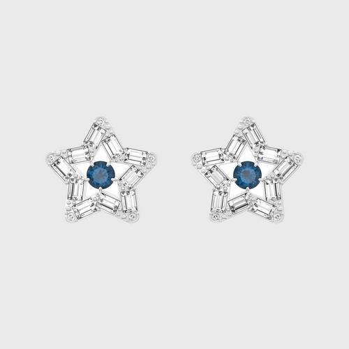 施华洛世 SWAROVSKI Stella stud earrings Star, Blue, Rhodium plated