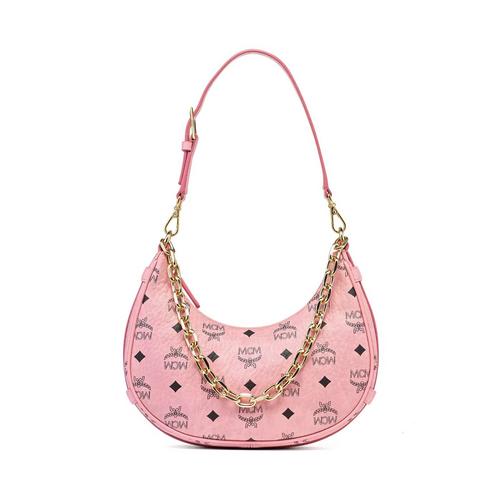 MCM Aren新月Hobo包（Visetos小号） 柔粉色