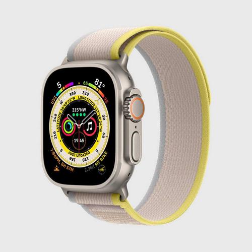 APPLE Watch Ultra Titanium Case with Yellow/Beige Trail Loop (S/M)