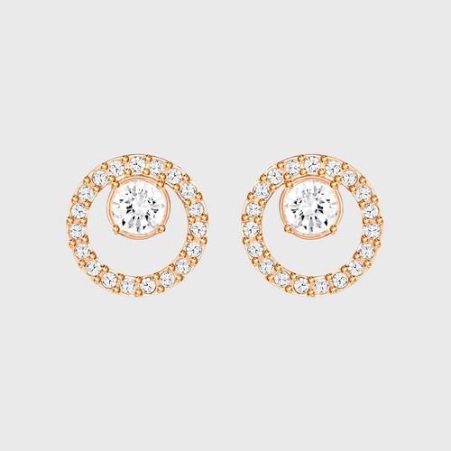 SWAROVSKI Creativity Circle Pierced Earrings, Small, White, Rose Gold Plating