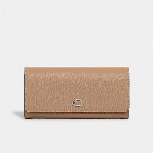 COACH FLAP WALLET Crossgrain Leather LH/Taupe