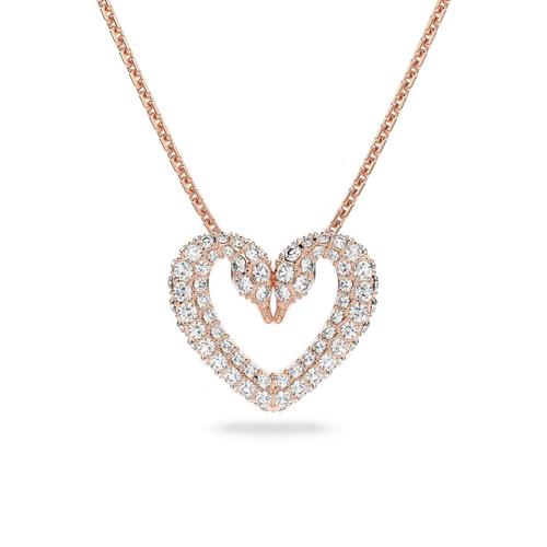 SWAROVSKI Una Pendant Heart, Small, White, Rose Gold-Tone Plated
