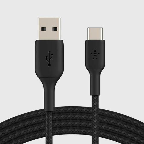 Belkin Braided Sync and Charge 12W USB-A to C Cable 2 Meter - Black