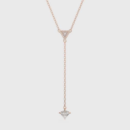 施华洛世 SWAROVSKI Ortyx Y necklace Triangle cut, White, Rose gold-tone plated