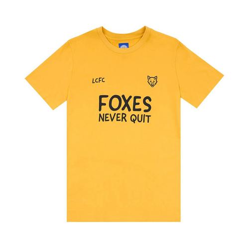Leicester City Football Club SP24 T-Shirt Foxes Never Quit  Yellow-S