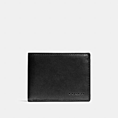 COACH Sport Calf Slim Billfold ID Wallet - BLACK