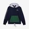 拉科斯特LACOSTE Men’s Sports Hooded Sweatshirt (Navy/Green) - Size 3 (S)