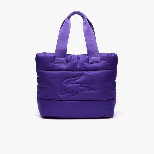 LACOSTE Puffy Croc Quilted Tote VIOLET