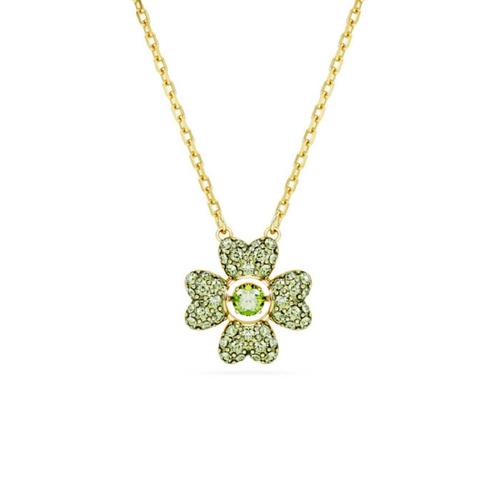 施华洛世 SWAROVSKI Idyllia pendant, Clover, Green, Gold-tone plated